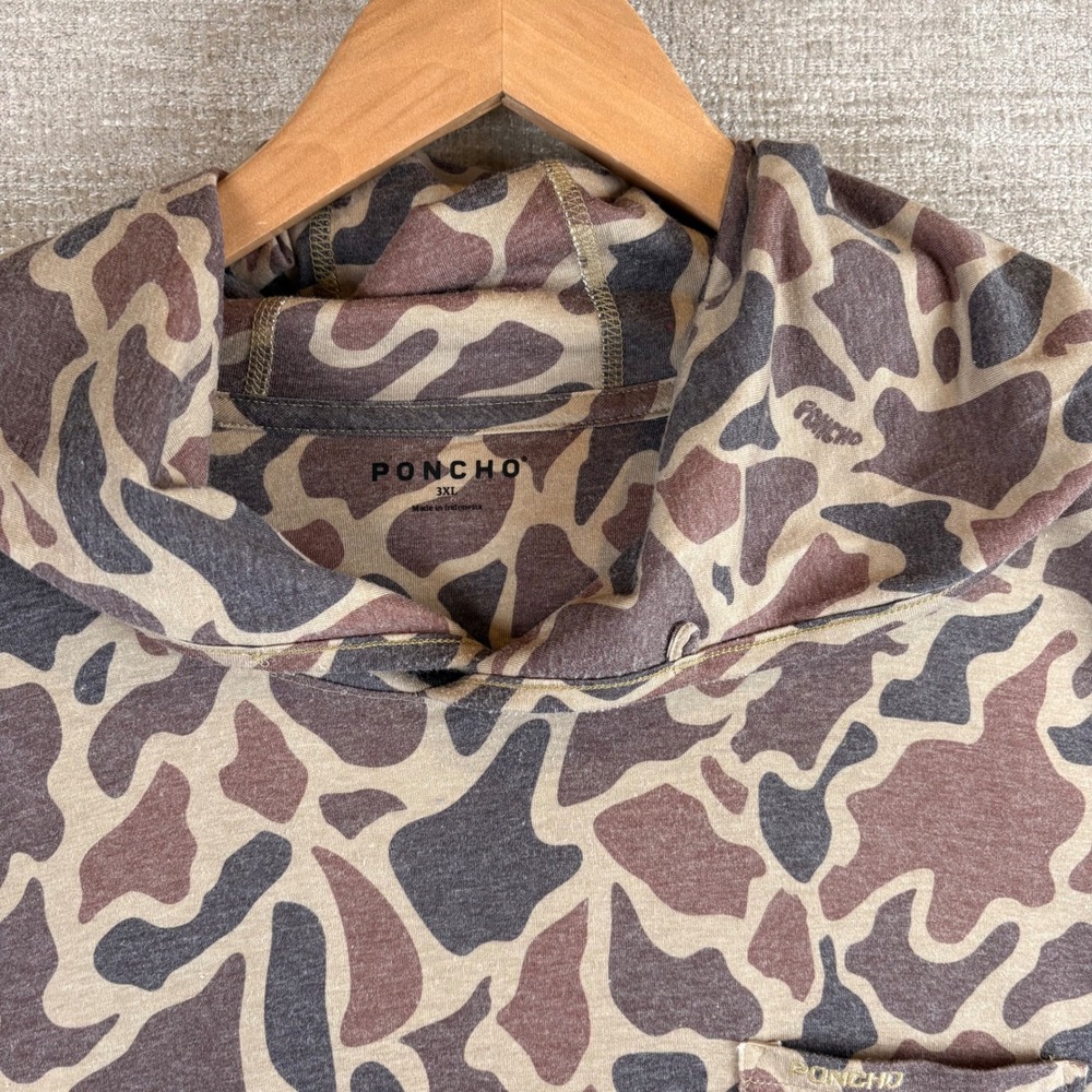 Poncho Duck Camo Hoodie Mens 3XL Brown Long Sleeve Outdoor EUC Gorpcore Hunting